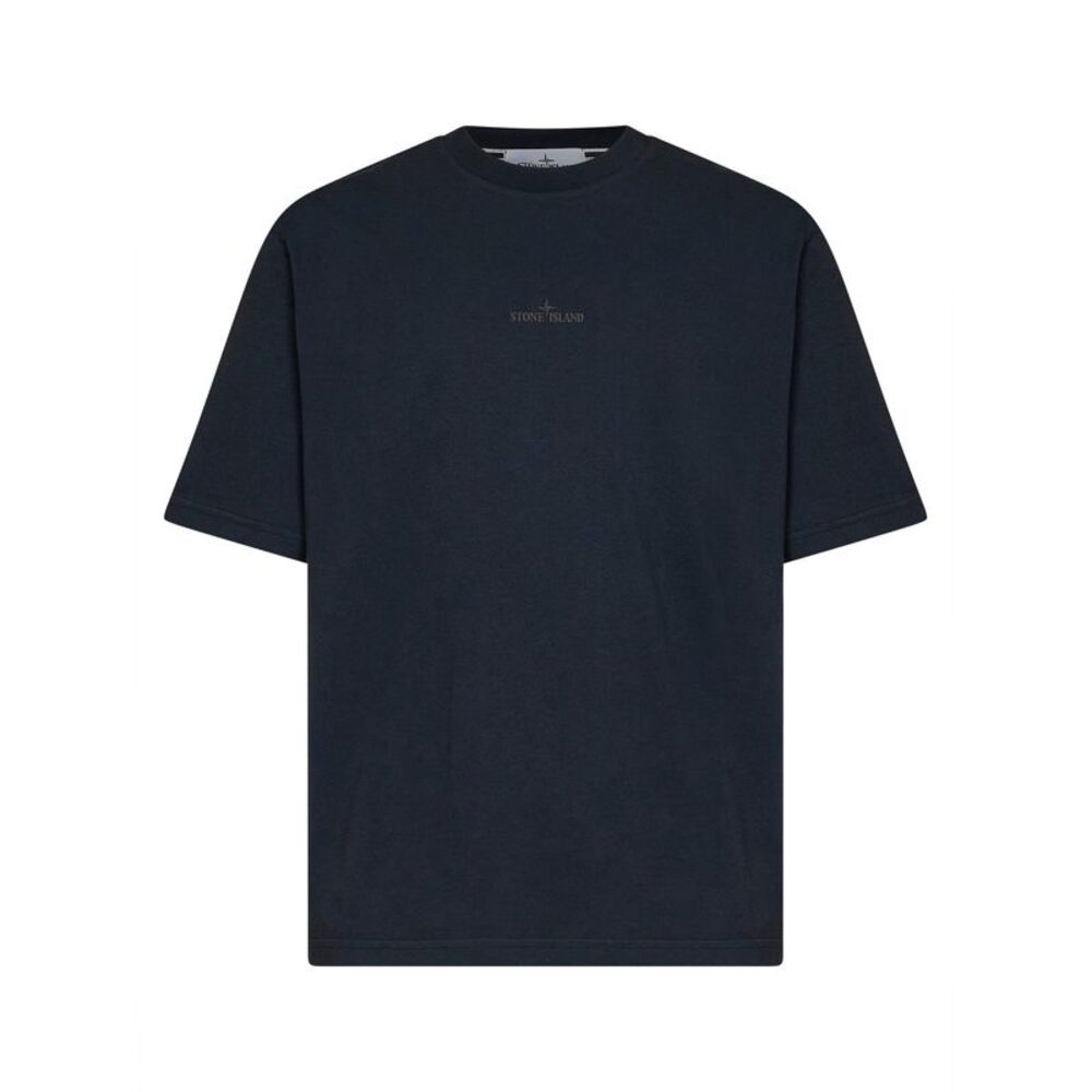 Stone Island Men Blue Organic Cotton Jersey Printed T-Shirt